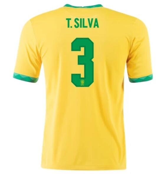 2020 Brazil Home Kit Soccer Jersey THIAGO SILVA 3